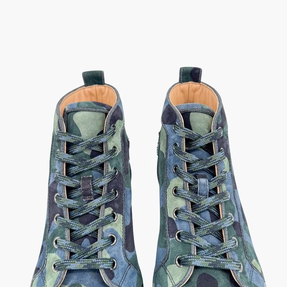 Christian Louboutin Louis Orlato Camo Sneakers Size 40 US 10 High Top Blue Green - Picture 5 of 15